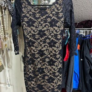 B Darlin Black and Cream Lace Dress body con